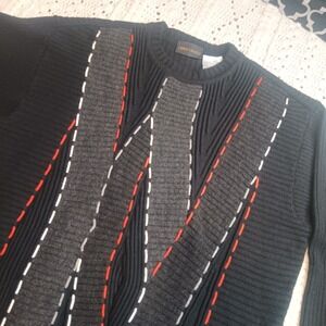 Vtg Carlo Colucci Mens 52‎ Geometric Merino Wool 3D Knit Sweater Germany Heavy